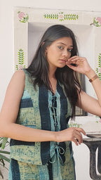 Indigo Striped Tie-Up Kala Cotton Co-Ord Set